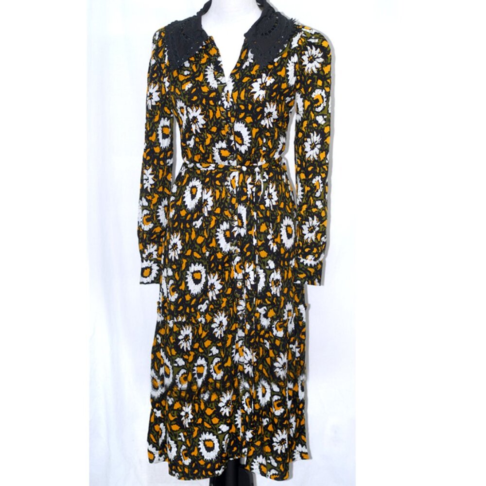 NWT Retro Look XS Maxi Dress with Belt BOHO Built in Cotton Slip Floral Hippie